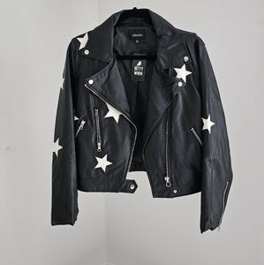 Zenana Vegan Leather Star Moto Jacket